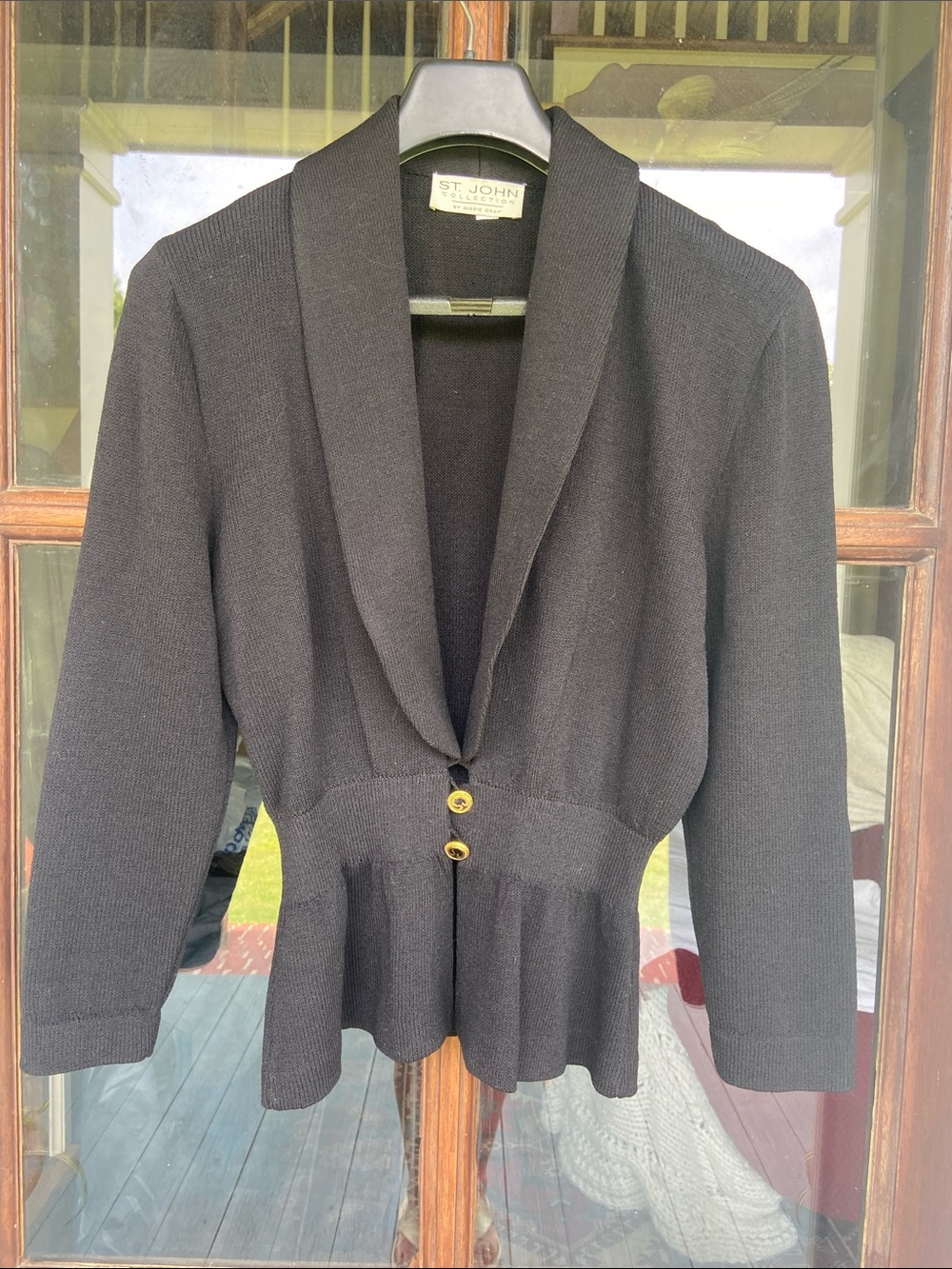 St John Collection by Marie Gray Peplum Waist Knit Blazer. (Flaw) Size 10